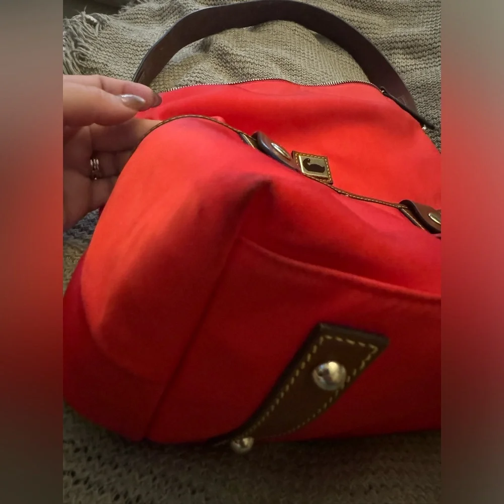 Dooney & Bourke Nylon Red Wayfarer Bag Tan Leather - Picture 4 of 13